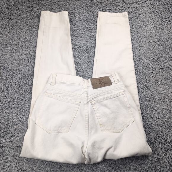 Vintage Calvin Klein Jeans Women 4 Beige High Rise USA Made Retro Y2K 90s Denim - Picture 1 of 10